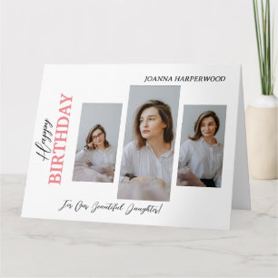 Simple Elegant Modern Birthday Stylish 4 Photo Card