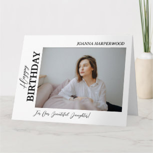 Simple Elegant Modern Birthday Stylish Photo Card