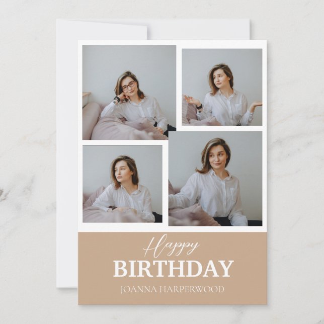 Simple Elegant Modern Birthday Stylish Photo Holiday Card (Front)