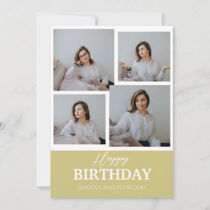 Simple Elegant Modern Birthday Stylish Photo Holiday Card