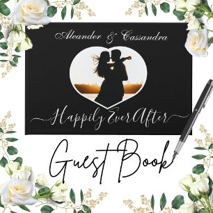 Simple Elegant Modern Black White photo wedding  Guest Book