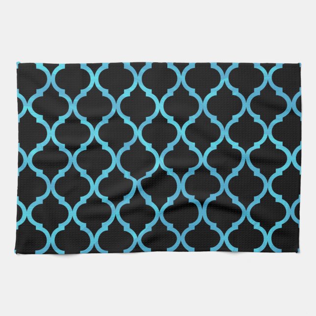 Simple Elegant Modern Blue Moroccan Pattern | Kitchen Towel (Horizontal)