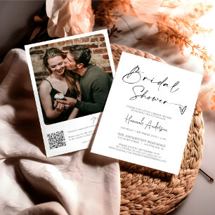 Simple Elegant Modern Bridal Shower QR Code Photo Invitation