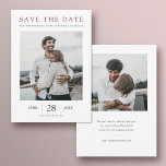Simple Elegant Modern Burgundy Photo Wedding Save The Date<br><div class="desc">This simple, elegant modern photo wedding save the date flat card template features your names and details in black. It looks great with either sharp or rounded corners, try both looks in editing mode to see which grabs you! The default text colour on both sides is black, except for the...</div>