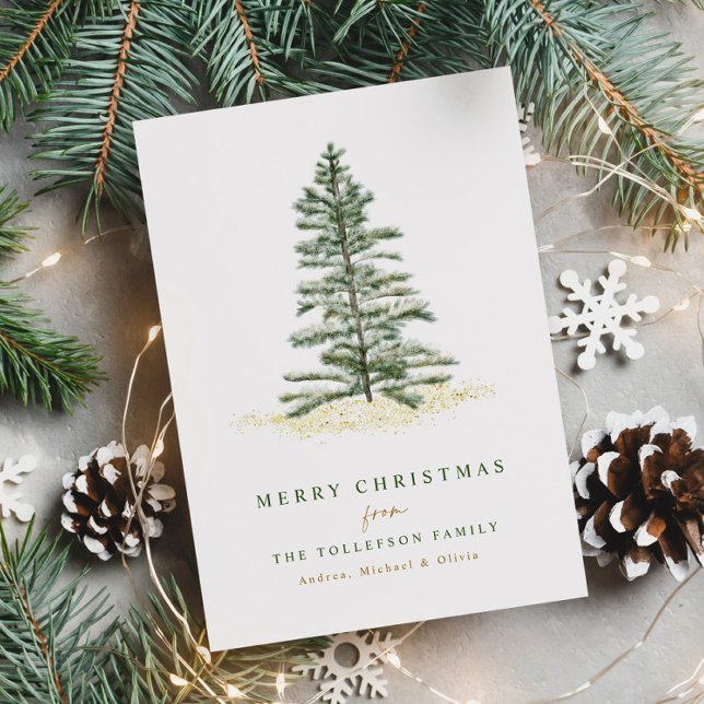 Simple Elegant Modern Christmas Tree Holiday Card (Creator Uploaded)