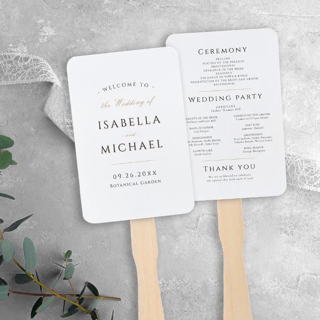 Simple Elegant Modern Classy Wedding Program Hand Fan (Simple Elegant Modern Classy Wedding Program Hand Fan)
