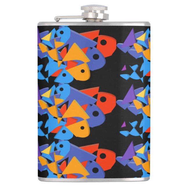 Simple elegant modern Colourful ART OF FISH  Hip Flask (Front)