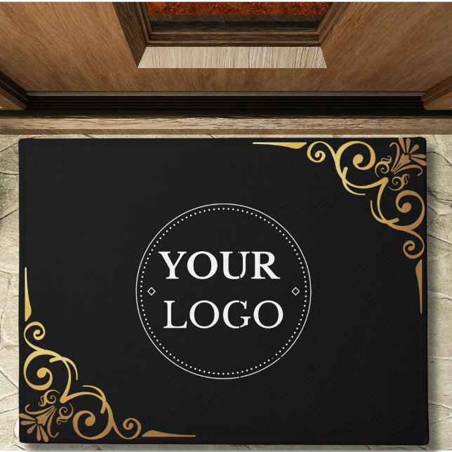 Simple Elegant Modern Company Logo Black Door Mat (Creator Uploaded)