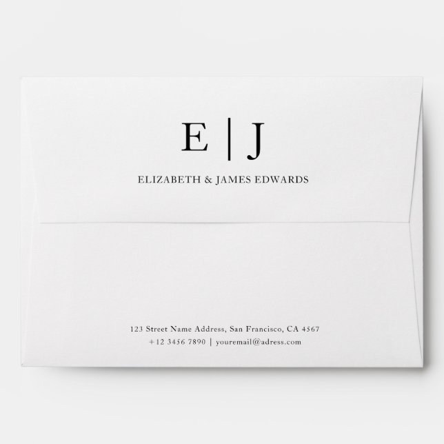 Simple Elegant Modern Couple Monogram Personalized Envelope (Back (Top Flap))