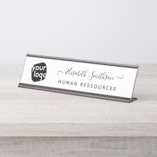 Simple & Elegant Modern Custom Logo Professional Desk Name Plate