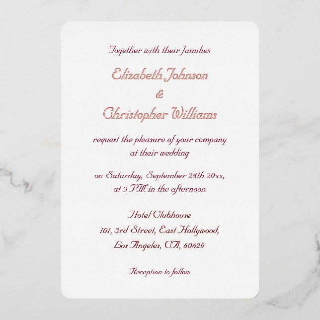 Simple Elegant Modern Custom Wedding Rose Gold (Front)