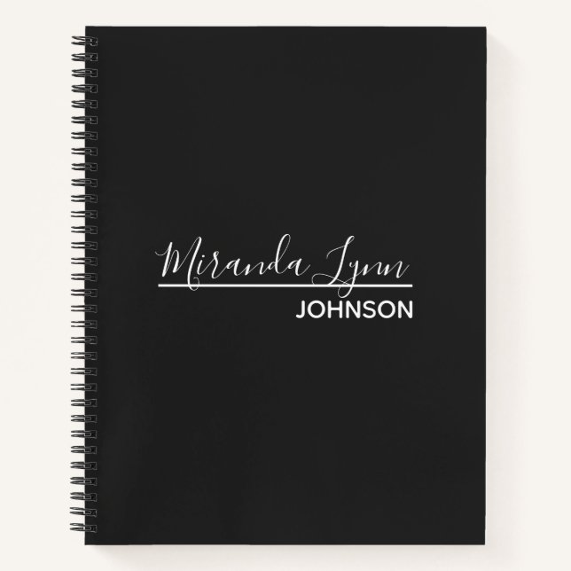 Simple Elegant Modern Dark Grey Personalized Notebook (Front)