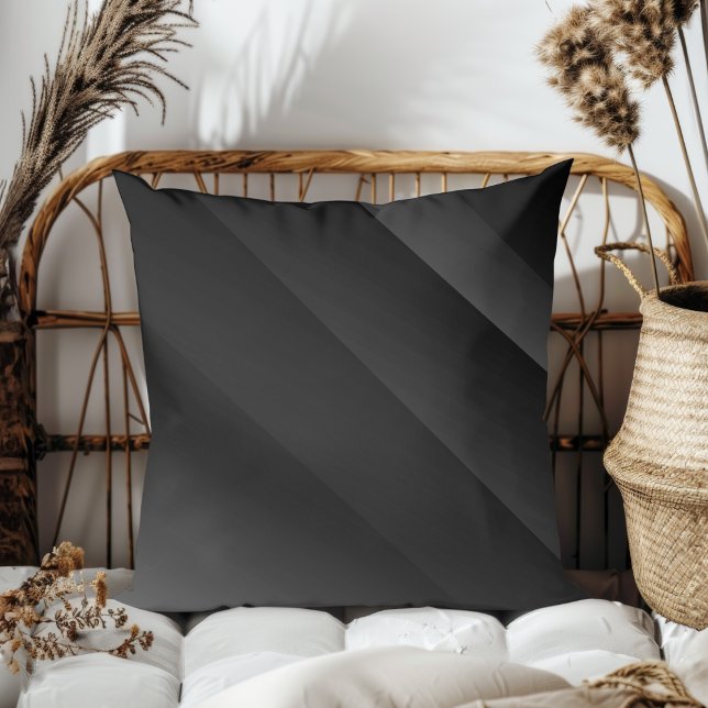 Simple Elegant Modern Diagonal Stripes Black Throw Pillow (Creator Uploaded)