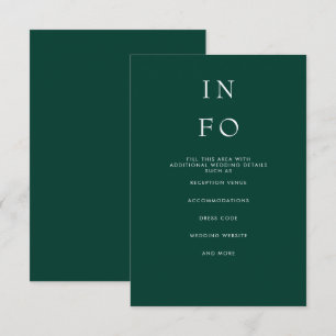 Simple Elegant Modern Emerald Green Wedding Enclosure Card