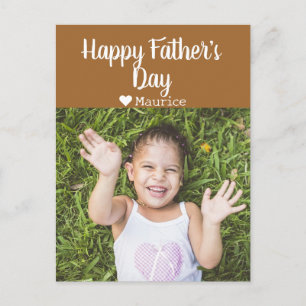 Simple Elegant Modern Fathers Day Photo Name Holiday Postcard