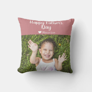 Simple Elegant Modern Fathers Day Photo Name Throw Pillow