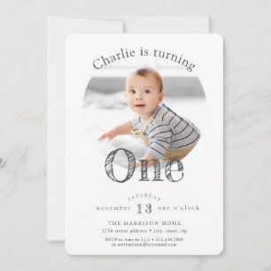 Simple Elegant modern first Birthday party Invitation