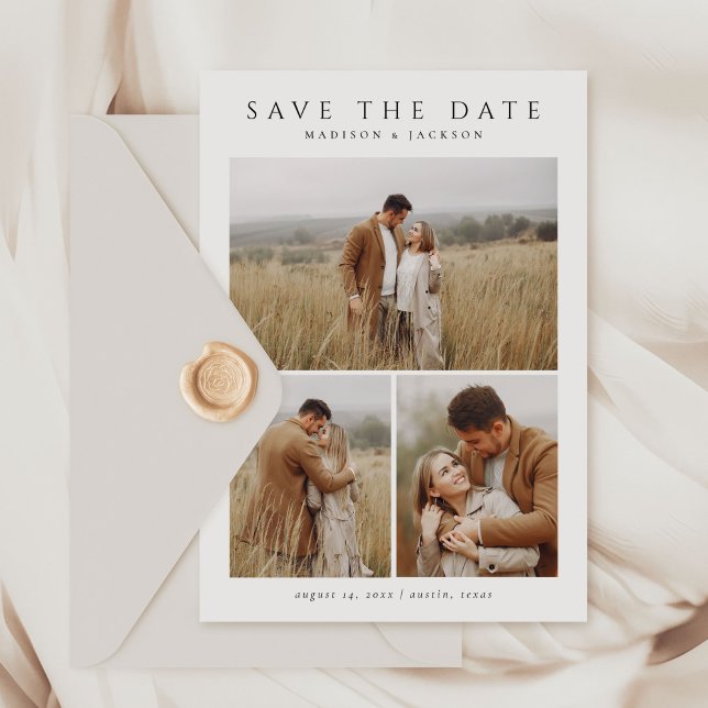 Simple Elegant Modern Four Photo Save The Date (Creator Uploaded)