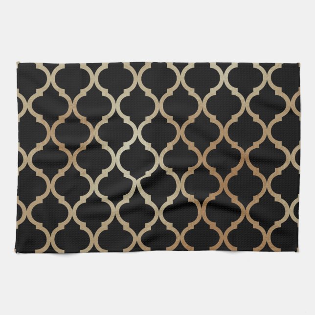 Simple Elegant Modern Gold Moroccan Pattern | Kitchen Towel (Horizontal)