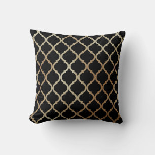 Simple Elegant Modern Gold Moroccan Pattern Throw Pillow