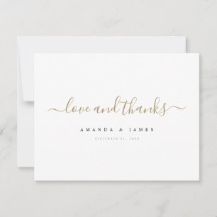 Simple Elegant Modern Gold Script Custom Wedding Thank You Card