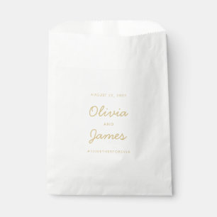 Simple Elegant Modern Gold Script Wedding Hashtag Favour Bag