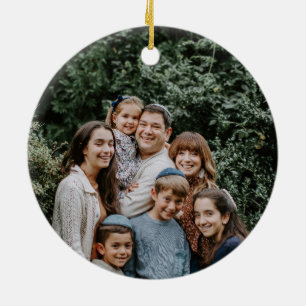 Simple Elegant Modern Hanukkah family Photo Ceramic Ornament