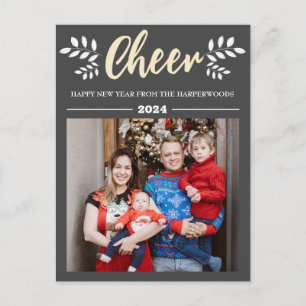Simple Elegant Modern Happy New Year One Photo Holiday Postcard