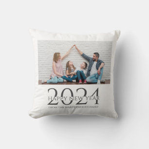 Simple Elegant Modern Happy New Year One Photo Throw Pillow