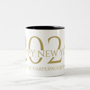 Simple Elegant Modern Happy New Year Two-Tone Coffee Mug