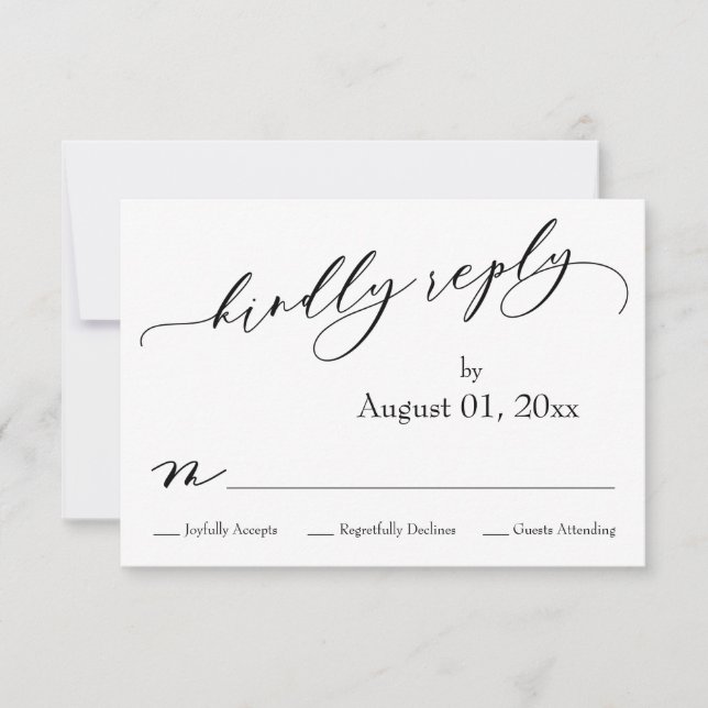 Simple, Elegant, Modern Kindly Reply RSVP Card (Front)