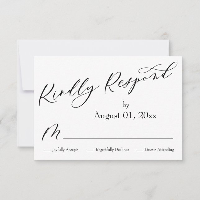 Simple, Elegant, Modern Kindly Respond RSVP Card (Front)