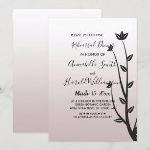 Simple Elegant Modern leaves   Rehearsal Dinner Invitation