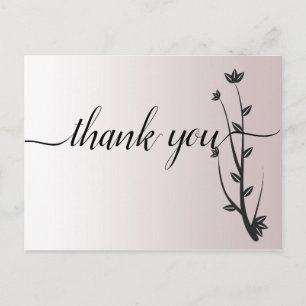 Simple Elegant Modern leaves Thank you Postcard