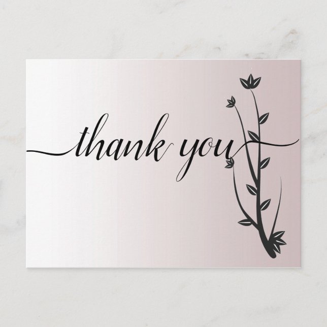 Simple Elegant Modern leaves Thank you Postcard (Front)