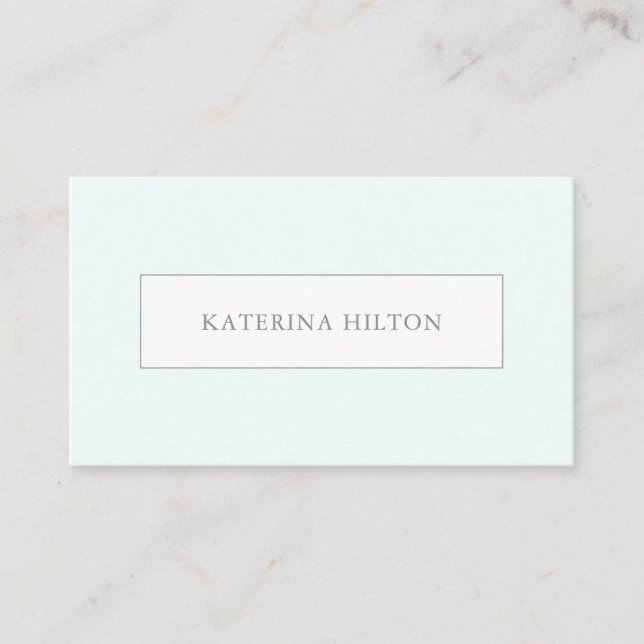 Simple Elegant Modern Light Turquoise Business Card (Front)