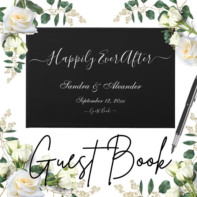 Simple Elegant modern Minimal Black White wedding  Guest Book (Creator Uploaded)