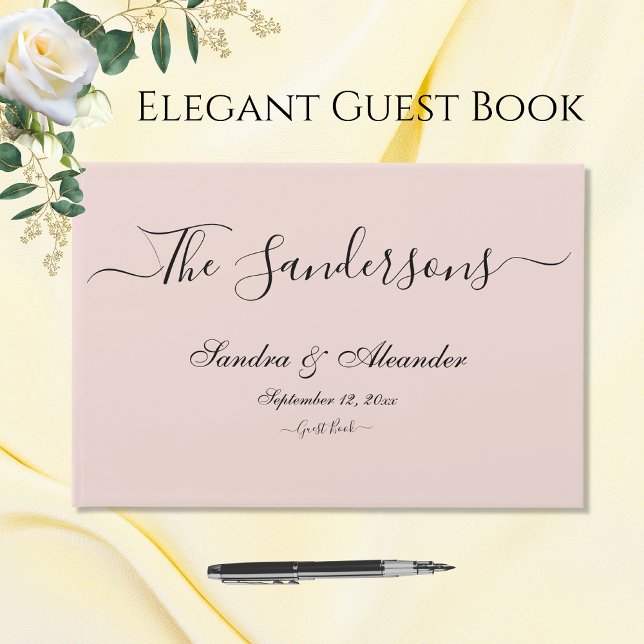 Simple Elegant Modern Minimal Blush Pink Wedding Guest Book (Creator Uploaded)