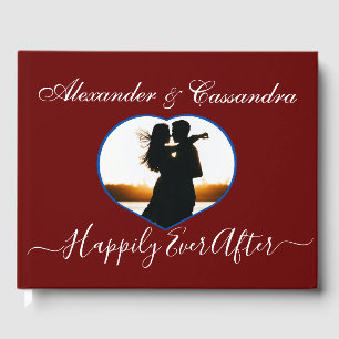 Simple Elegant Modern Minimal Burgundy Red wedding Guest Book