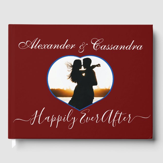 Simple Elegant Modern Minimal Burgundy Red wedding Guest Book (Front)