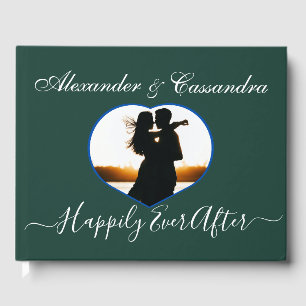 Simple Elegant modern Minimal Emerald Green Wed Gu Guest Book