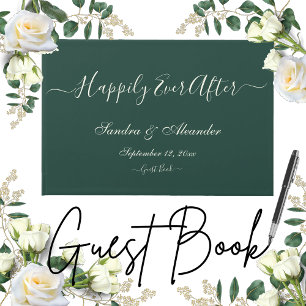 Simple Elegant modern Minimal Emerald Green Wed Guest Book