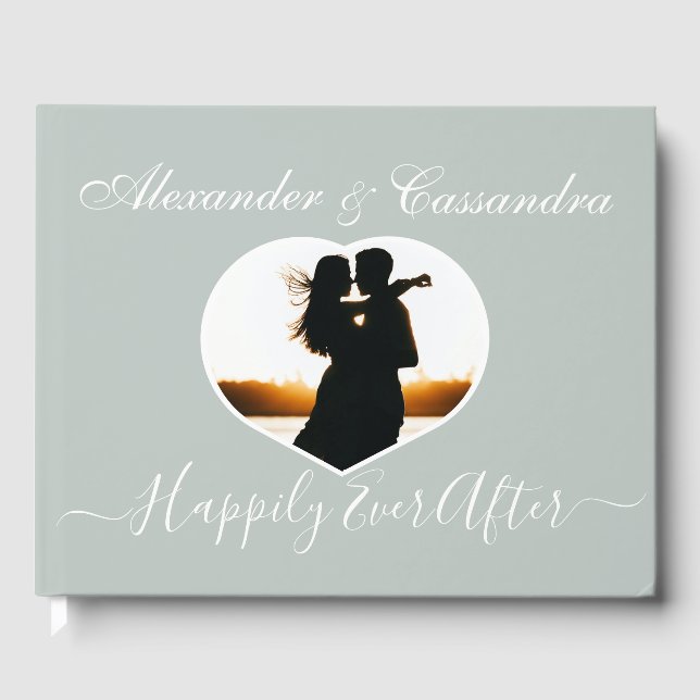 Simple Elegant modern Minimal Eucalyptus Green wed Guest Book (Front)