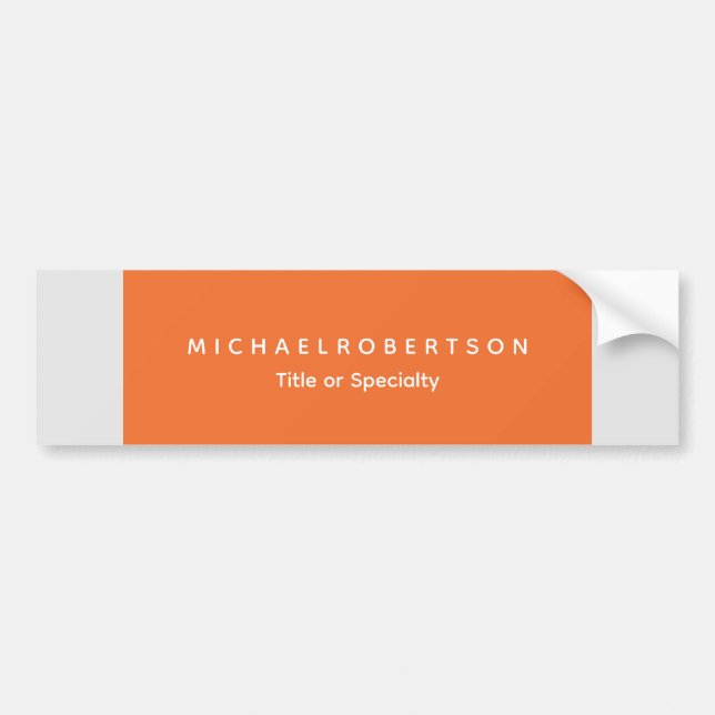 Simple Elegant Modern Minimalist Grey Orange Bumper Sticker (Front)