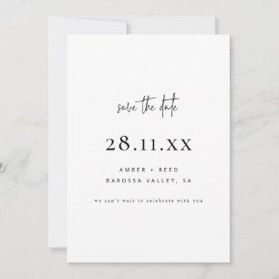 Simple Elegant Modern Minimalist White Hand Drawn Save The Date