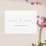 Simple Elegant Modern Mixed Font Gold Wedding Save The Date<br><div class="desc">This simply chic wedding save the date flat card template features an elegant, minimalist, modern design. The front features your first names and a 'save the date' message in an elegant gold tone called California Gold and conveyed with a striking blend of two distinct fonts, with 'the' in a light,...</div>