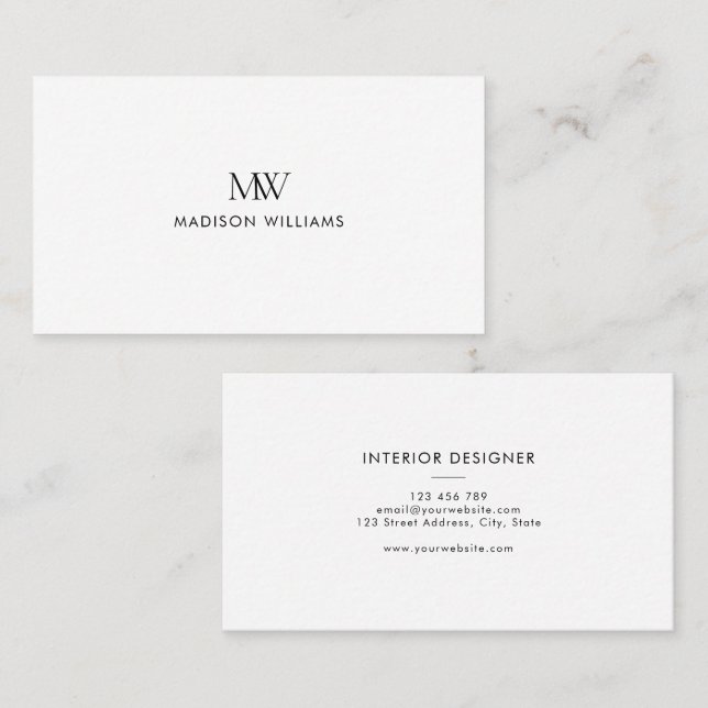 Simple Elegant Modern Monogram Business Card (Front/Back)