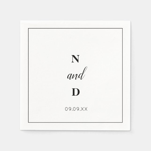 Simple Elegant modern monogram minimalist wedding  Napkin (Front)