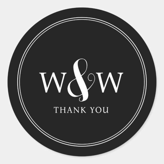 Simple Elegant Modern Monogrammed Wedding Classic Round Sticker (Front)