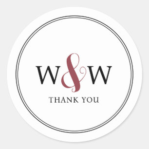 Simple Elegant Modern Monogrammed Wedding Classic Round Sticker